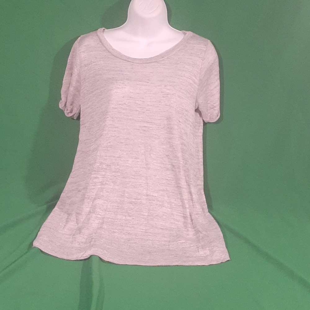 Michelangelo L gray split floral short sleeve top